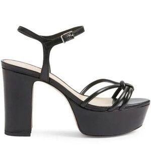 SCHUTZ Black Leather Platform Sandals with Ankle Strap